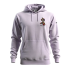 Light gray hoodie with a small graphic on the chest against a white background